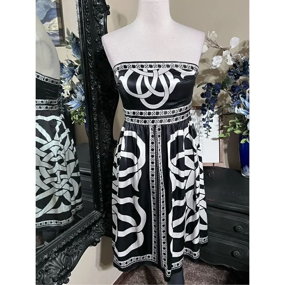 White House Black Market Strapless Silk Mini Dress Size 2
